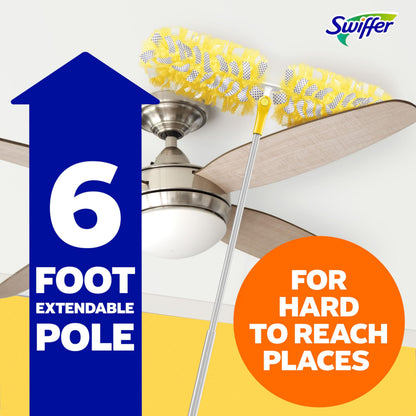 Swiffer Duster Kit with 1.8 m Extendable Handle, Heavy Duty Dusting Starter Kit with 4 Refills, for Ceiling Fans, Vents and Hard to Reach Places Swiffer