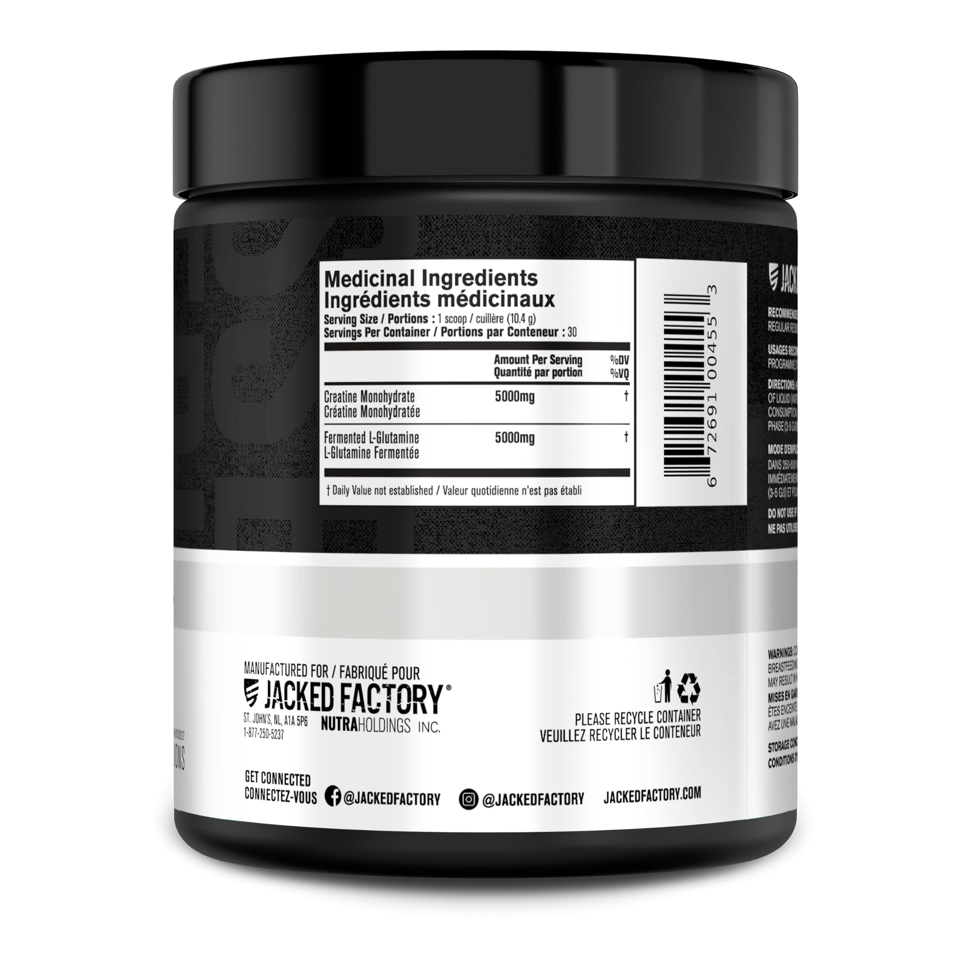 Creatine + Glutamine - Canadian-Owned Supplement with L-Glutamine - 30 Servings