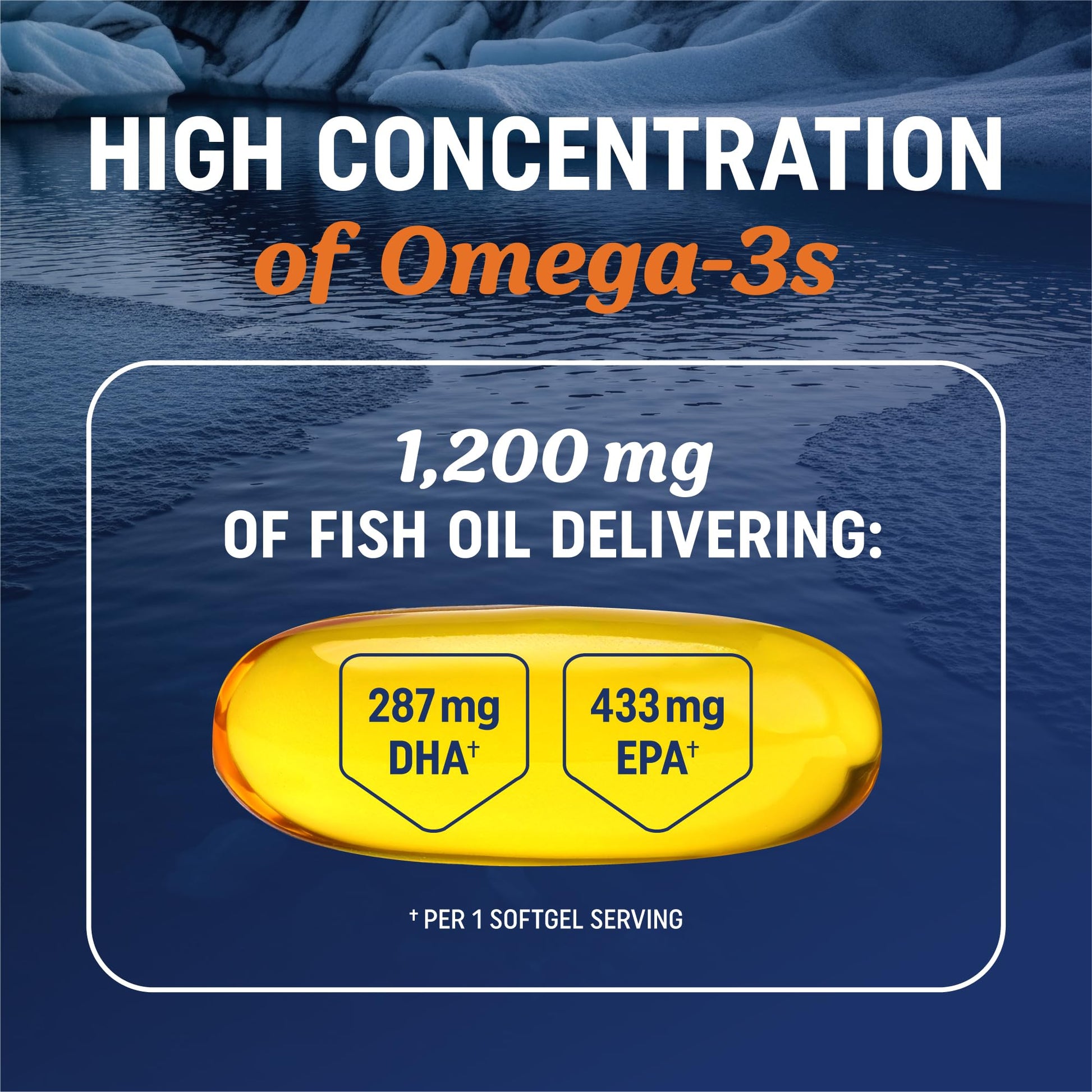 Triple Strength Omega 3 Fish Oil 1200 mg | EPA & DHA | Wild Caught, Sustainably Sourced Omega-3 Fatty Acids | Premium Burpless Fish Oil Supplements | Clean Label Certified, Third-Party Tested | 30 Ct