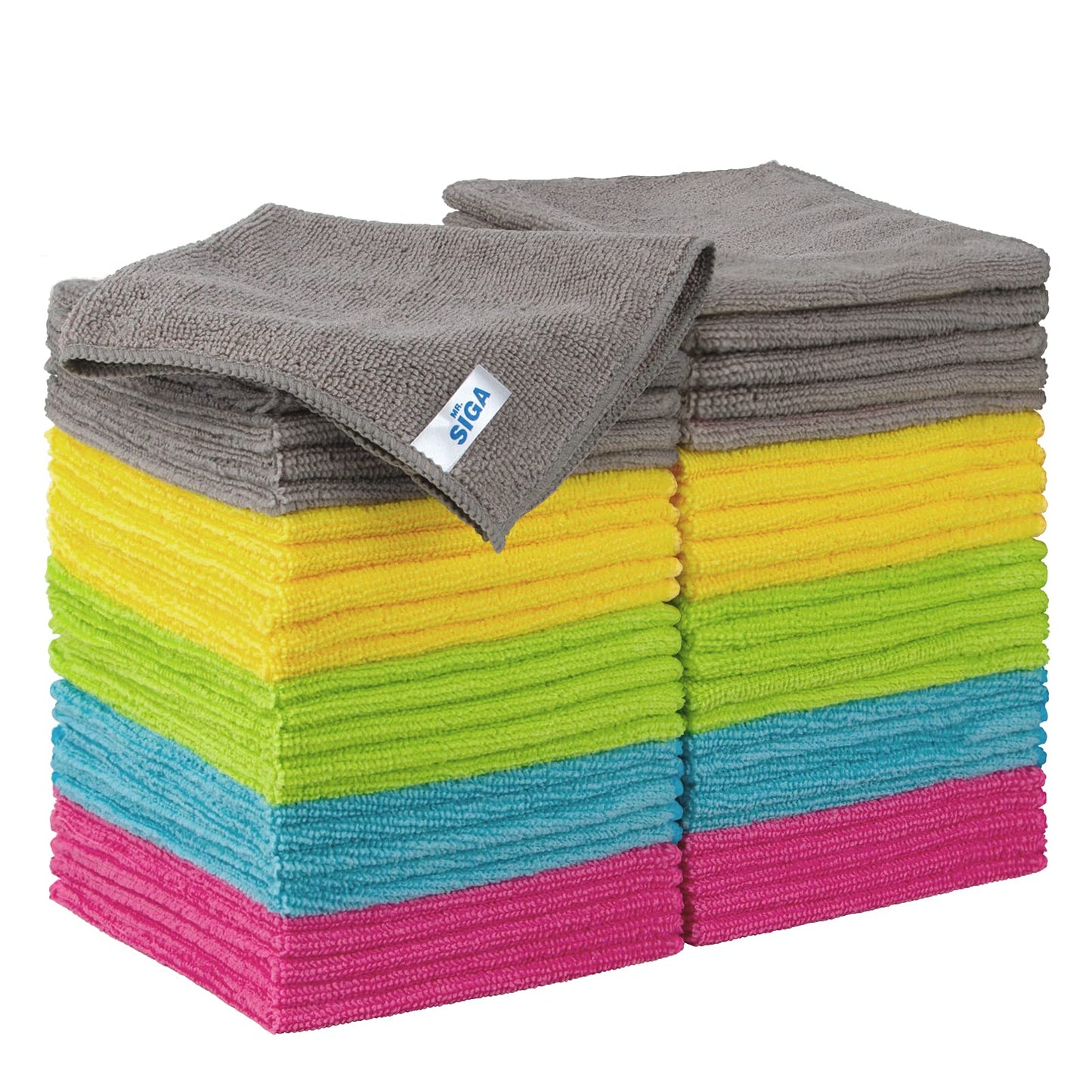 MR.SIGA Microfiber Cleaning Cloth, All-Purpose Cleaning Towels, Pack of 50, Size 11.8 x 11.8 in - Available at All In One Marketplace Canada