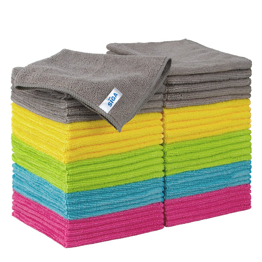 MR.SIGA Microfiber Cleaning Cloth, All-Purpose Cleaning Towels, Pack of 50, Size 11.8 x 11.8 in - Available at All In One Marketplace Canada