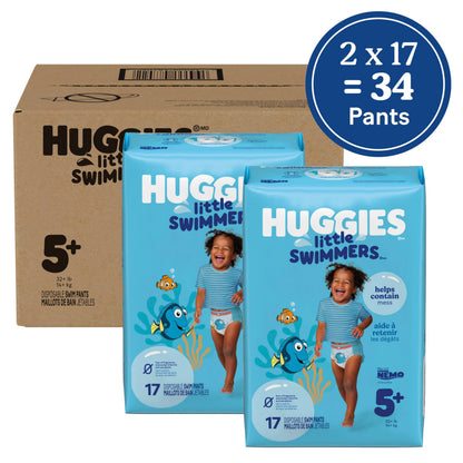 HUGGIES Disposable Swim Diapers - Size 5-6 Large, Huggies Little Swimmers, 34 ct