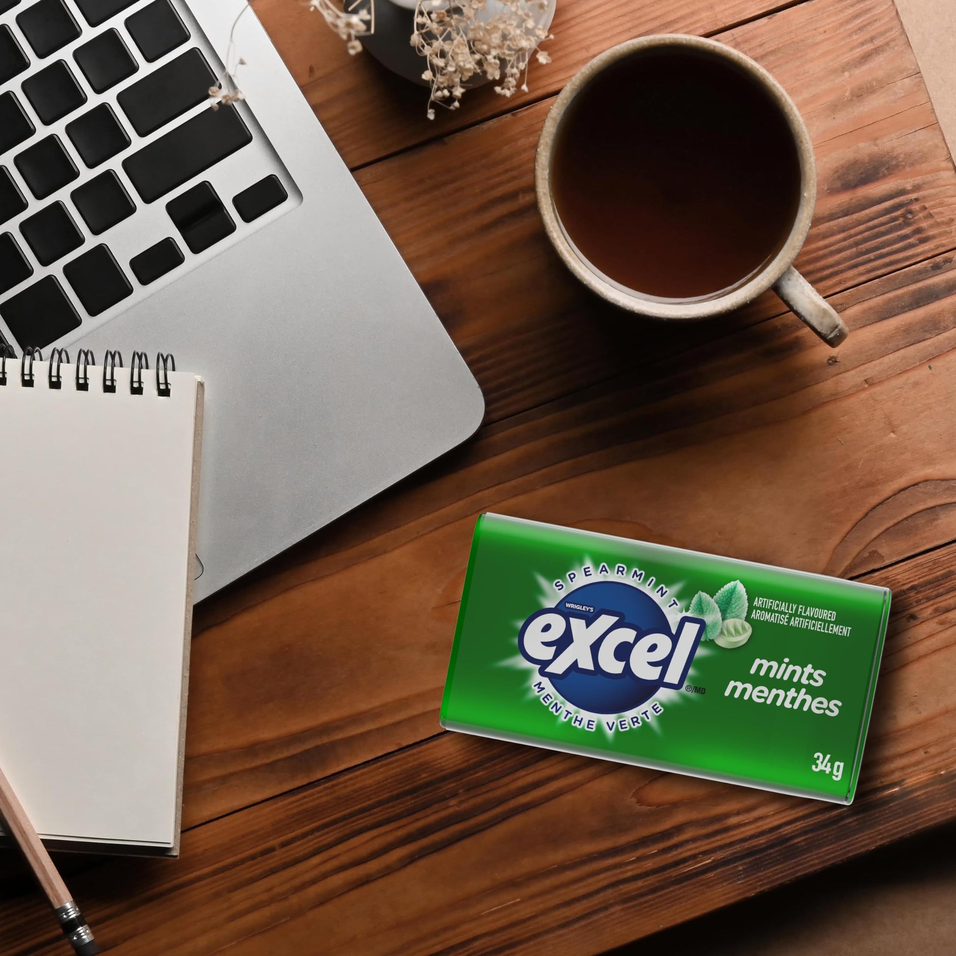 Excel Spearmint Mints - Sugar Free Breath Fresheners, 34g Tin (Pack of 8)