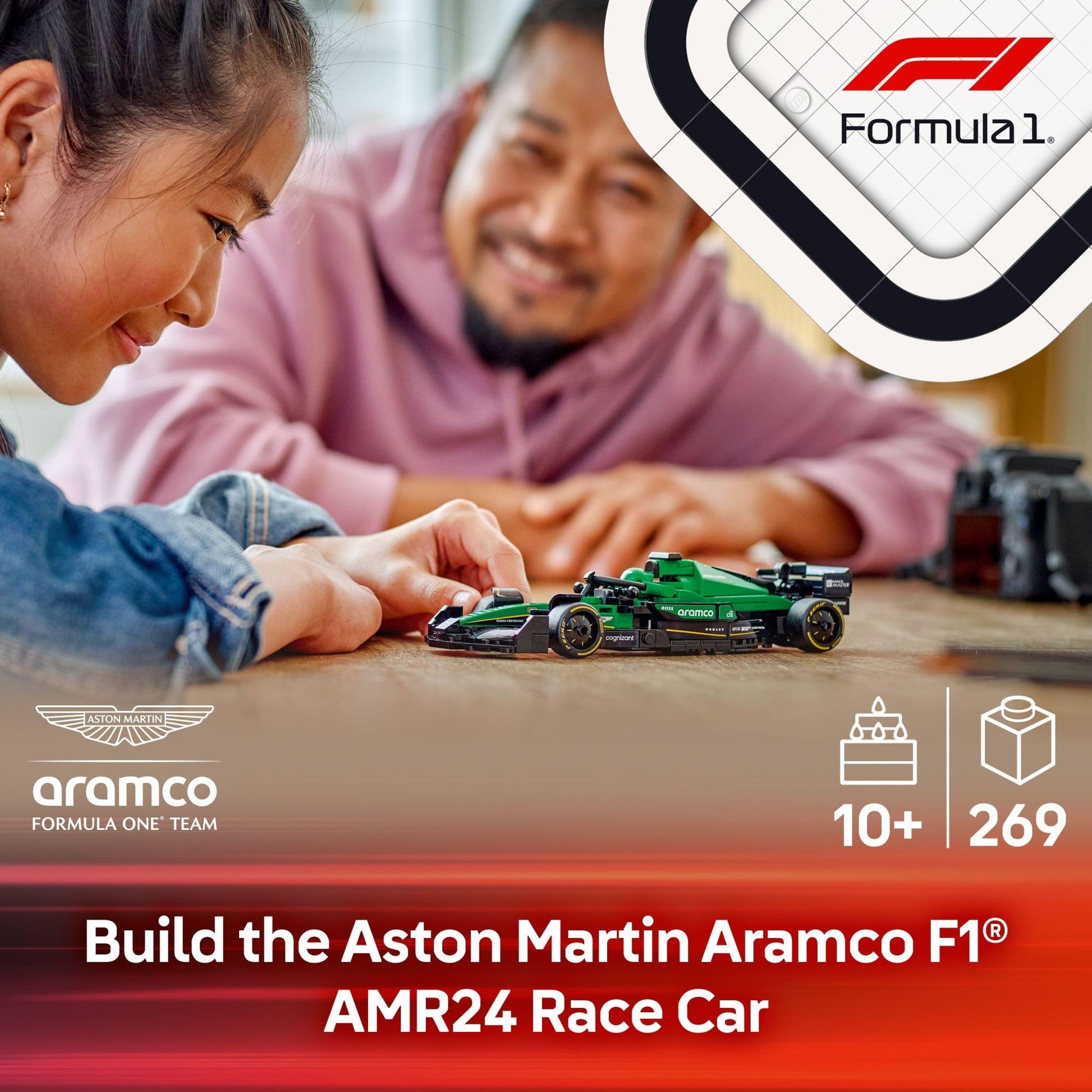 EGO Speed Champions Aston Martin Aramco F1 AMR24 Race Car Toy - Building Set for Kids, Boys & Girls, Ages 10+ - Toy Car for F1 Fans - Gift Idea for Birthday - 77245