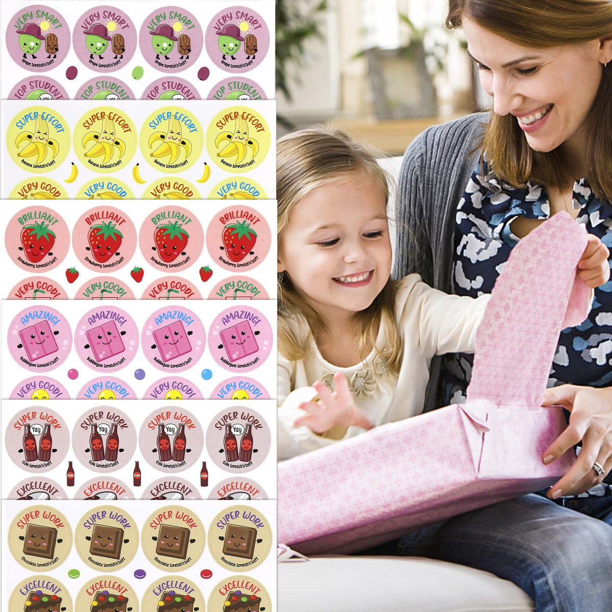 VKPI Scratch and Sniff Stickers, 864 Pieces Fruits and Foods Smelly Stickers, 12 Different Scents, 36 Sheets, Reward Motivate Stickers for Kids, Teachers, Parents, Crafts, Party Favor, Christmas Gift 🍁 All In One Marketplace Canada