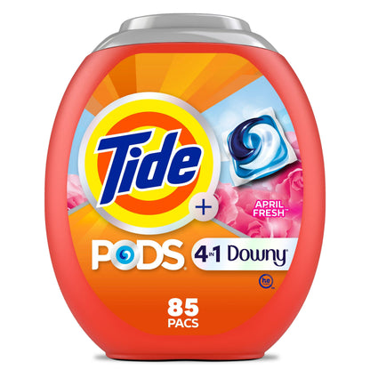 Tide PODS Laundry Detergent soap with a touch of Downy 4-in-1 Detergent, Stain Remover, Freshness, Softness, Fabric Protecter, HE Compaible, 85 Count Tide