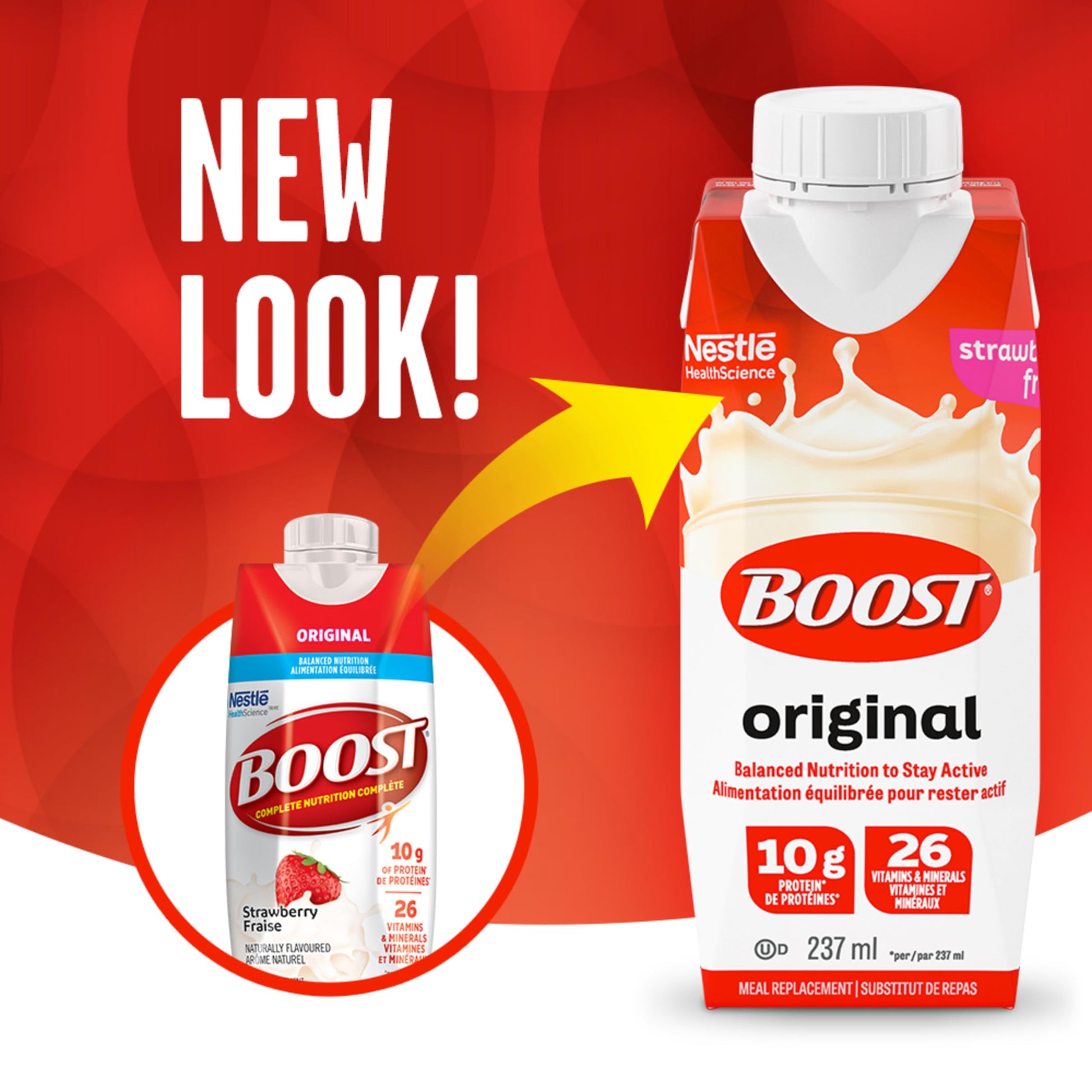 BOOST Original Strawberry Meal Replacement Drink - 6 Pack of 237ml Bottles