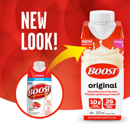 BOOST Original Strawberry Meal Replacement Drink - 6 Pack of 237ml Bottles