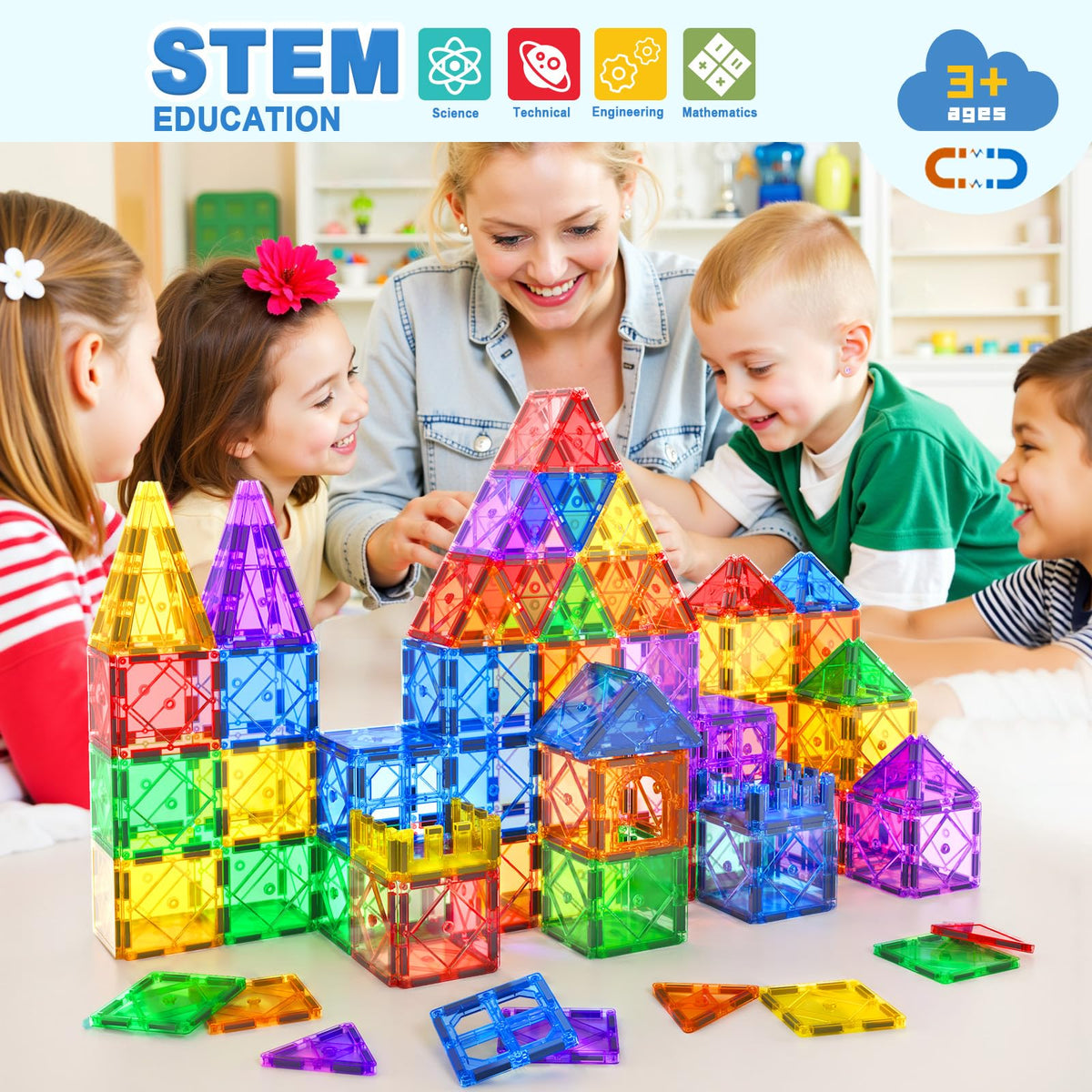 Magnetic Tiles Building Blocks 102pcs Advanced Set STEM Toys for 3+ Year Old Boys and Girls Montessori Toys Toddler Kids Activities Games Christmas New Year Gifts 🍁 All In One Marketplace Canada