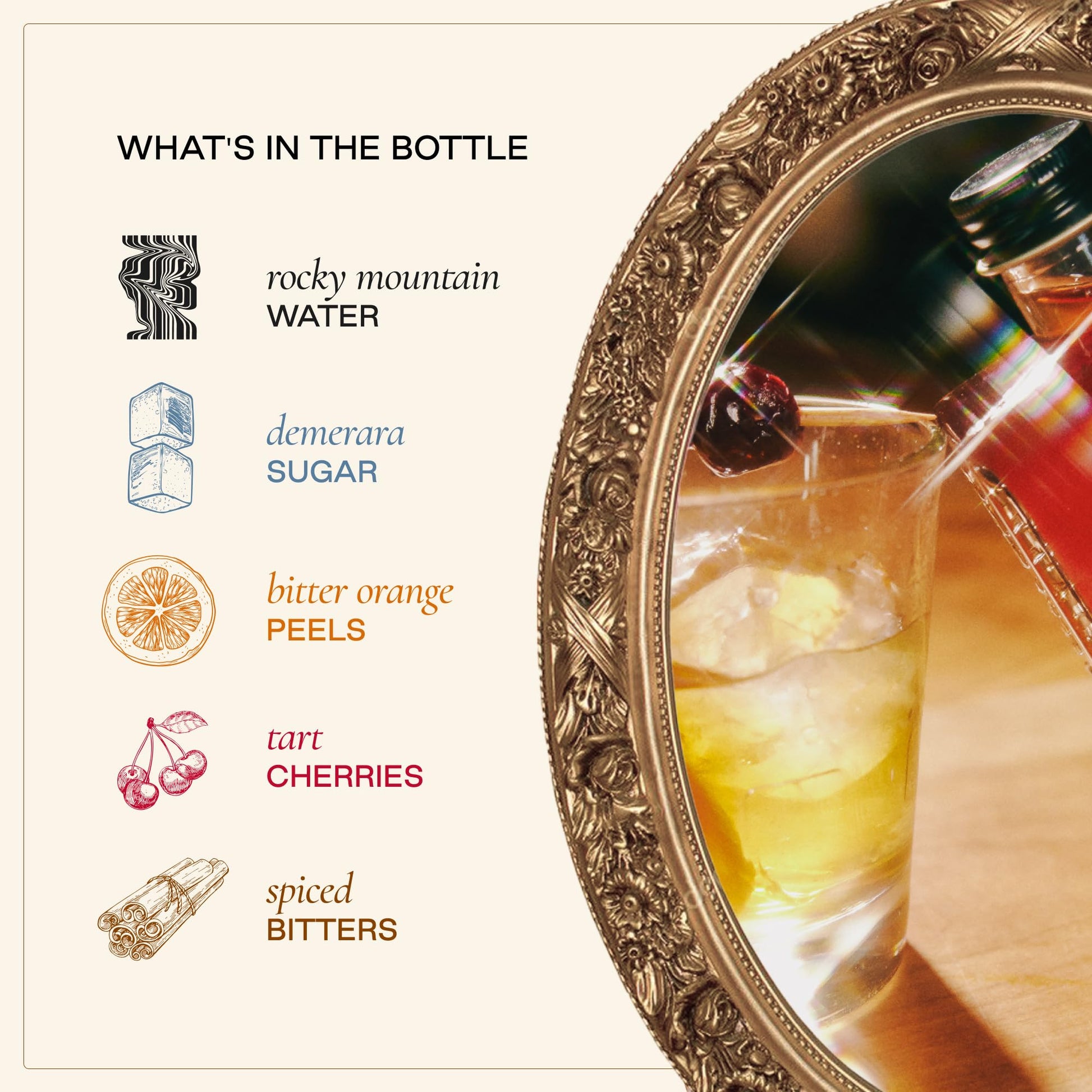 Strongwater Old Fashioned Mix - 8oz Bottle Makes 32 Cocktails - Handcrafted Syrup with Organic Cherries, Orange & Spices