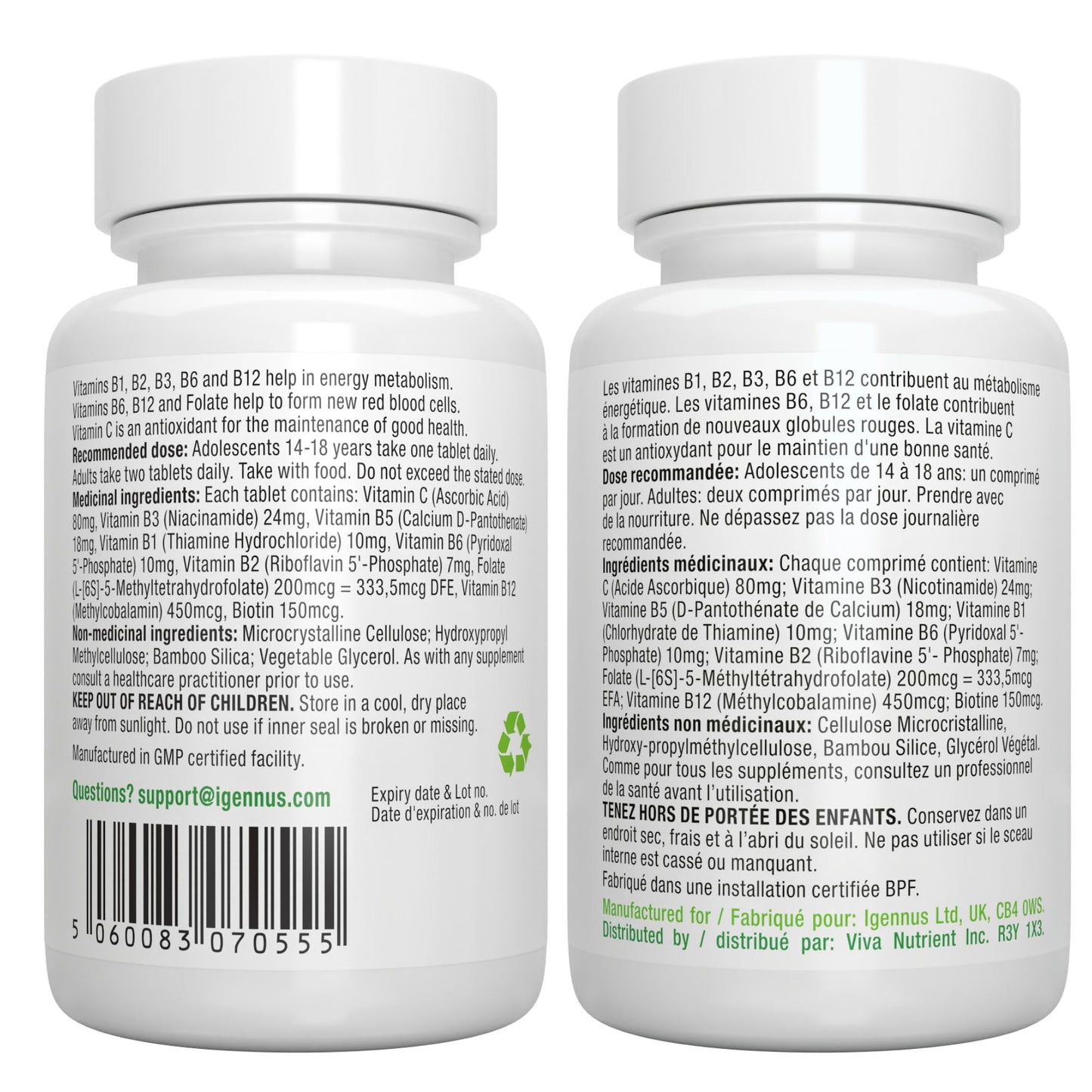 Igennus Super B-Complex - High Strength Methylated B Vitamins, Clean Label