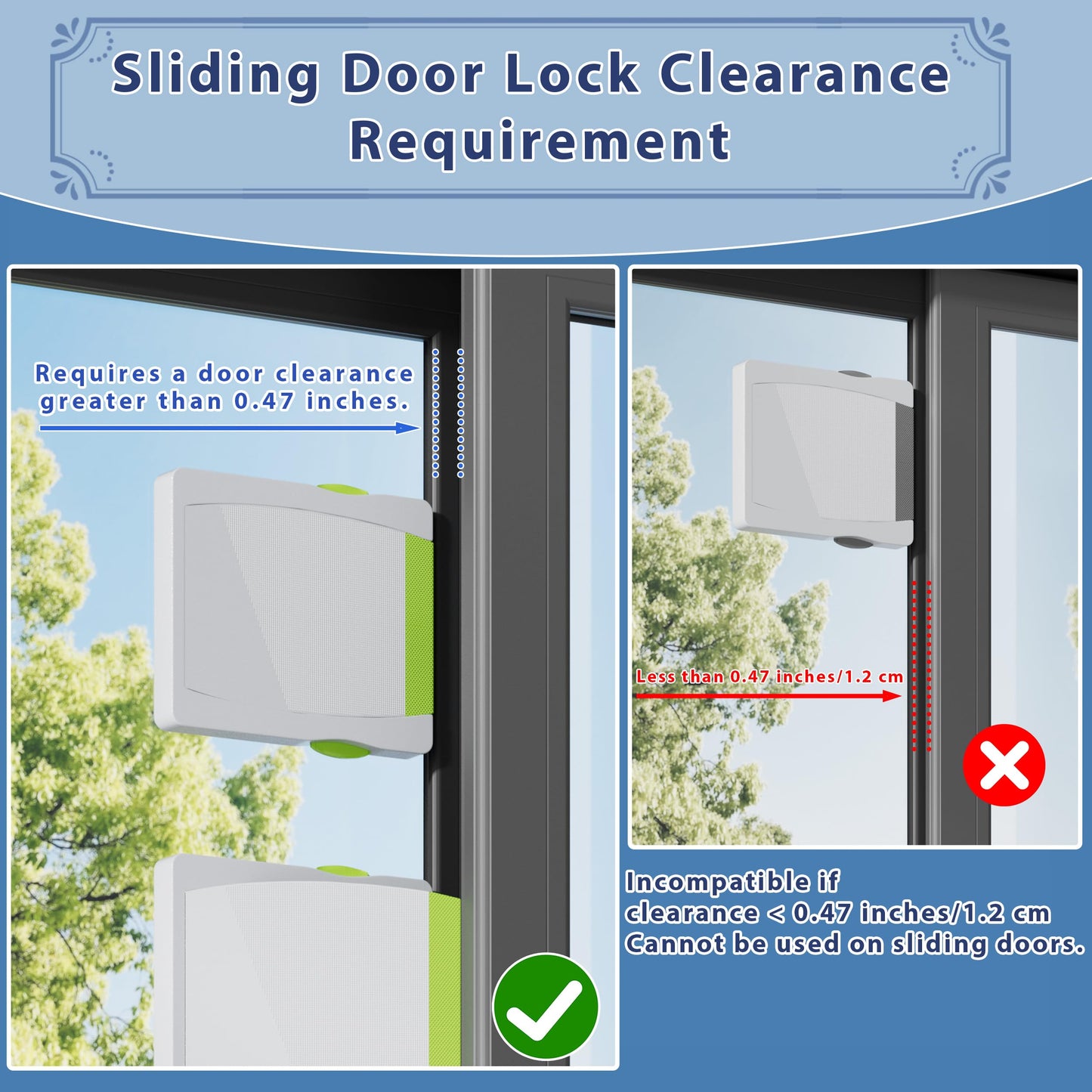4 Pack Sliding Glass Door Locks for Child Safety, Baby Proof Closets, Sliding Window Locks, with Strong 3M Adhesive Tape, No Screws or Drills, Easy Clean (Green) - Available at All In One Marketplace Canada