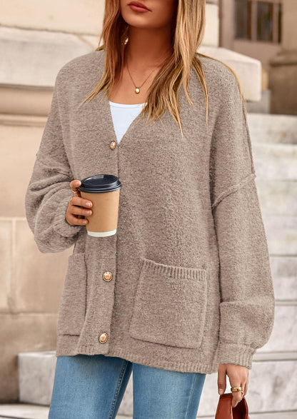 PRETTYGARDEN Oversized Chunky Cardigan Sweaters for Women Light Khaki,M 🍁 All In One Marketplace Canada