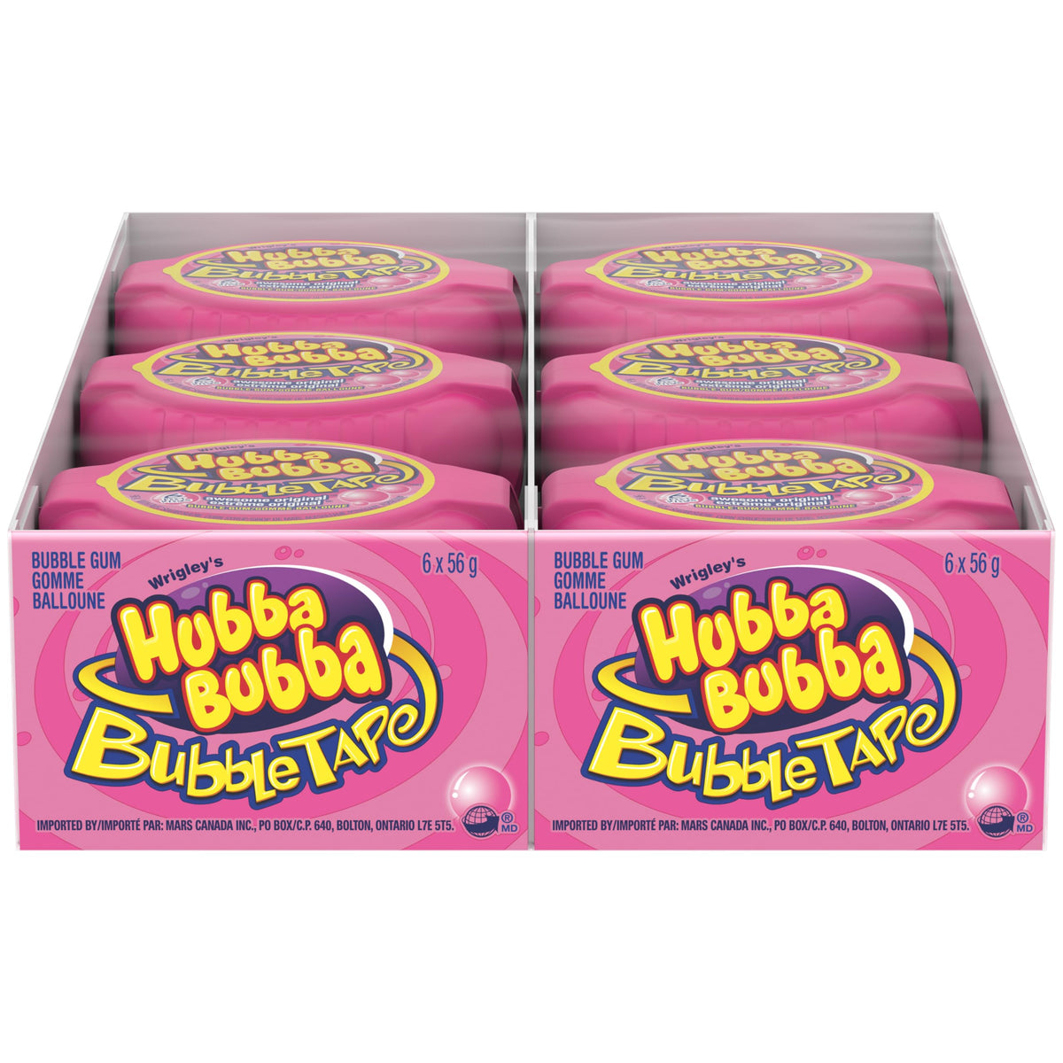 HUBBA BUBBA, Awesome Original Flavoured Bubble Gum, 56g, Tape Roll, 12 Packs