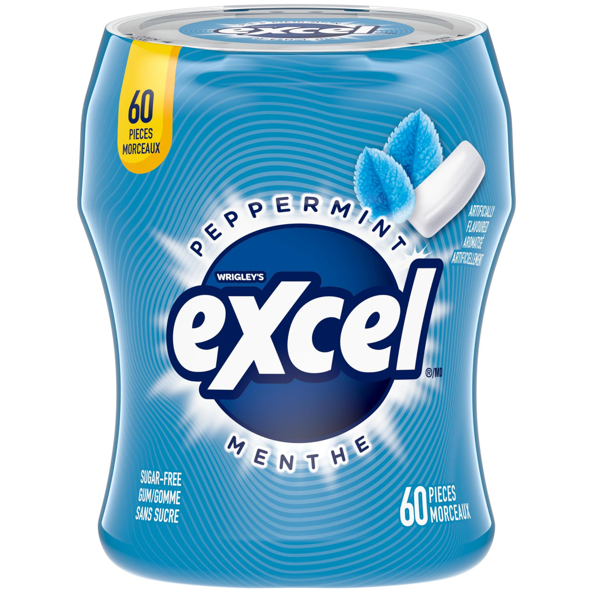 EXCEL, Peppermint Flavoured Sugar Free Chewing Gum, 60 Pieces, 6 Bottles