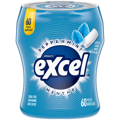 EXCEL, Peppermint Flavoured Sugar Free Chewing Gum, 60 Pieces, 6 Bottles