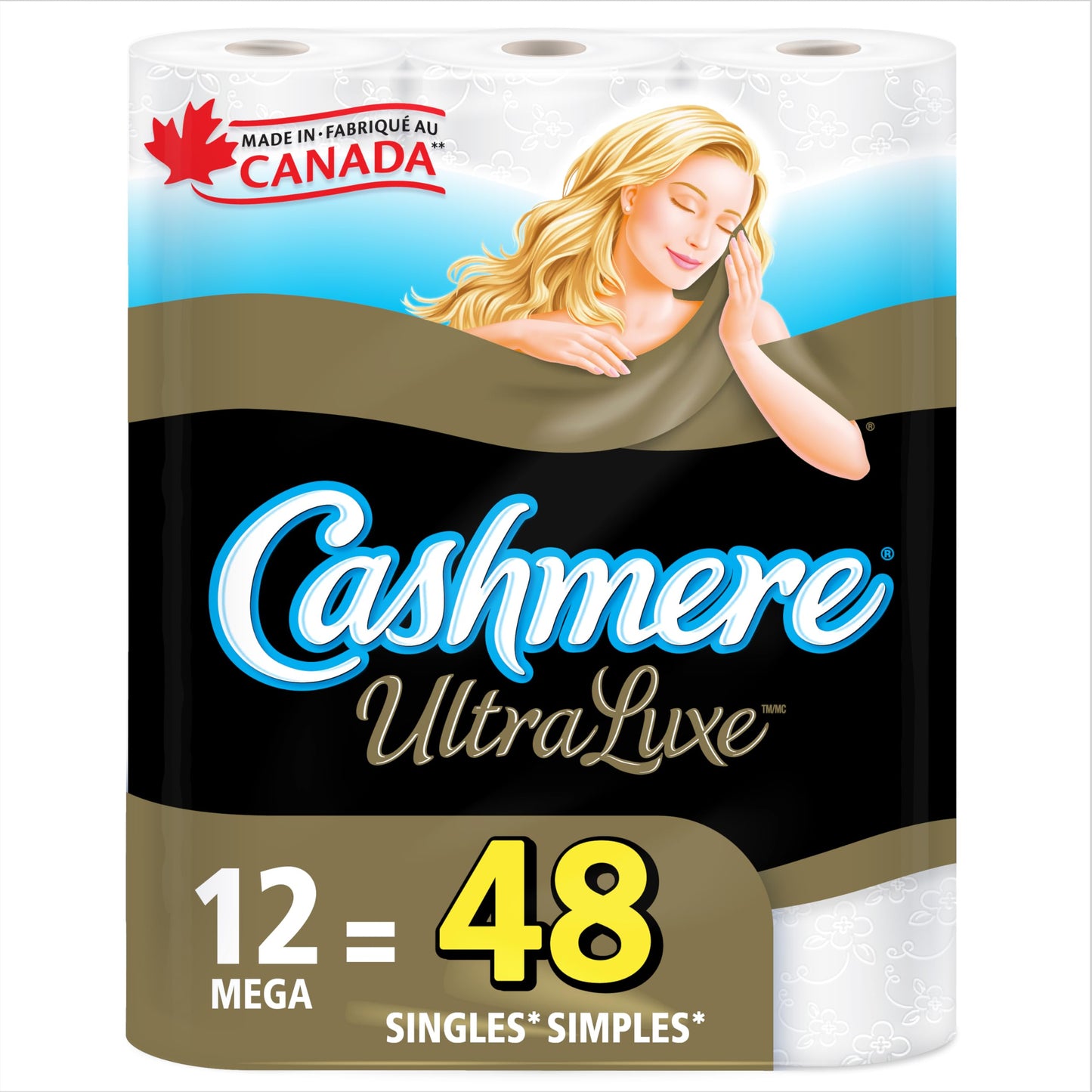 Cashmere UltraLuxe Toilet Paper, Luxuriously Soft, 12 Mega Rolls =48 Regular Rolls Cashmere