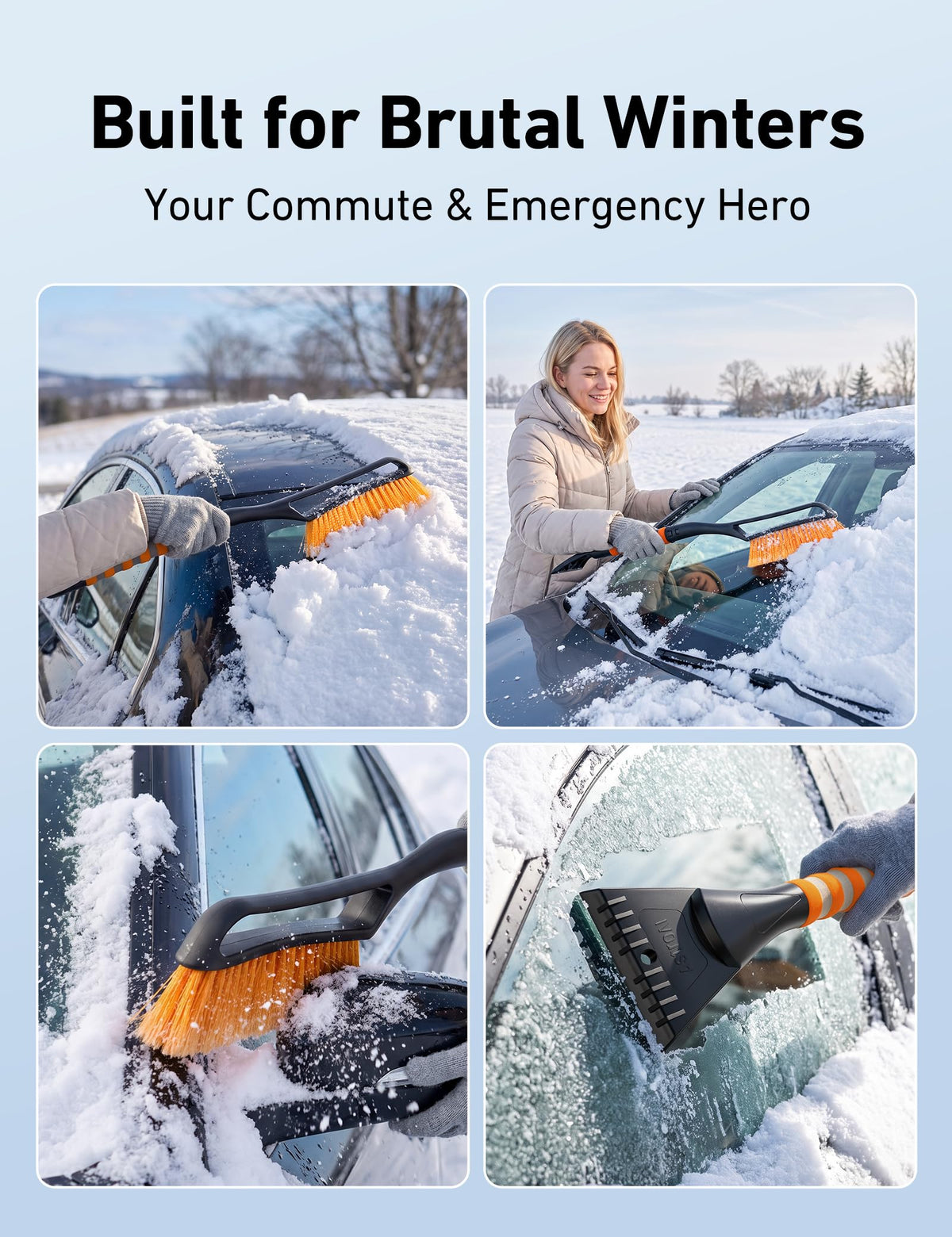 AstroAI 27" 2-in-1 Detachable Snow Brush & Ice Scrapers for Car Windshield 🍁 All In One Marketplace Canada