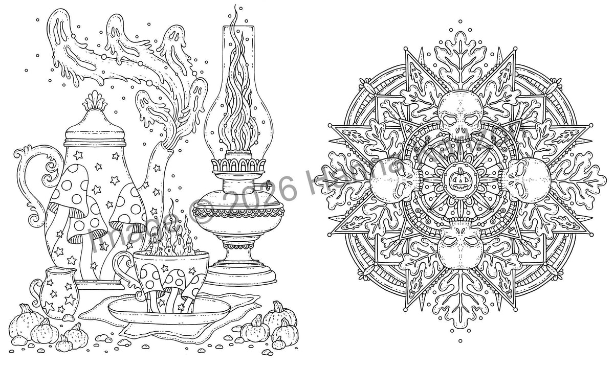 Halloween : Livre de coloriage pour adultes à couverture rigide avec papier épais de haute qualité