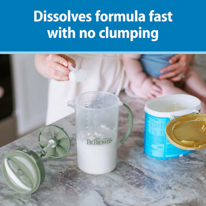 Dr. Brown's Baby Formula Mixing Pitcher with Adjustable Stopper, Locking Lid, & No Drip Spout, 32oz, BPA Free, Blue