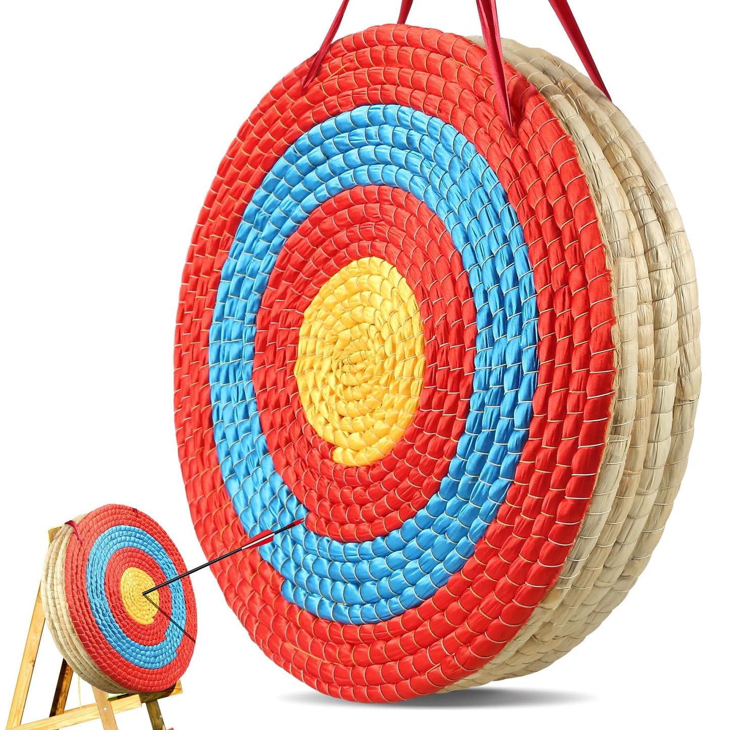 VEVOR Archery Target, 5 Layers 20" Arrow Target, Traditional Solid Straw Round Archery Target Shooting Bow, Hand-Made Arrows Target, Coloured Rope Target for Backyard Outdoor Hunting Shooting Practice VEVOR