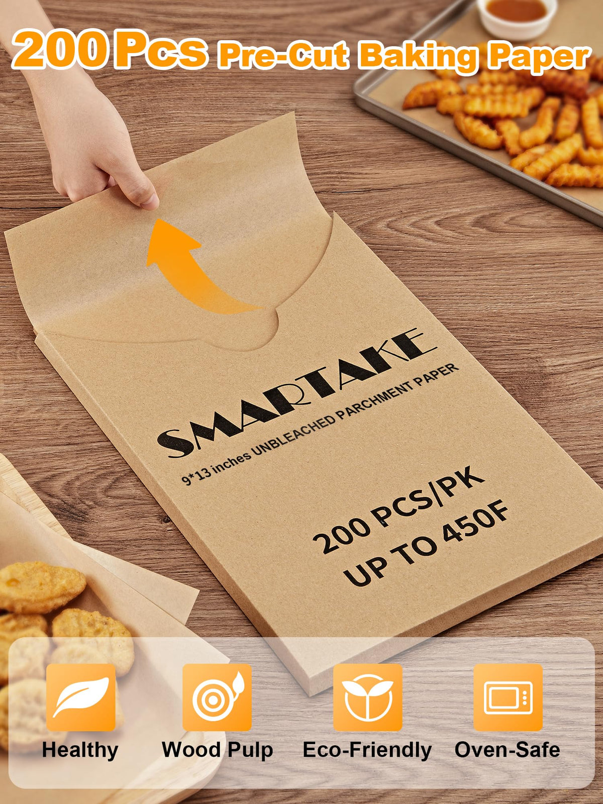 SMARTAKE 200 Pcs Parchment Paper Baking Sheets, 9x13 Inches, Non-Stick 🍁 All In One Marketplace Canada