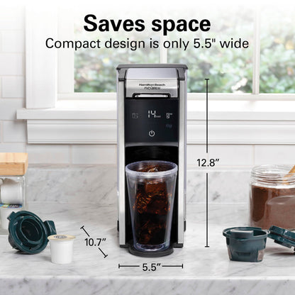 Hamilton Beach FlexBrew Advanced 4-in-1 Coffee Maker, Single Serve Hot & Iced Coffee Maker, K-Cup Pod & Grounds Compatible, 45 oz Removable Reservoir, Black (49925)