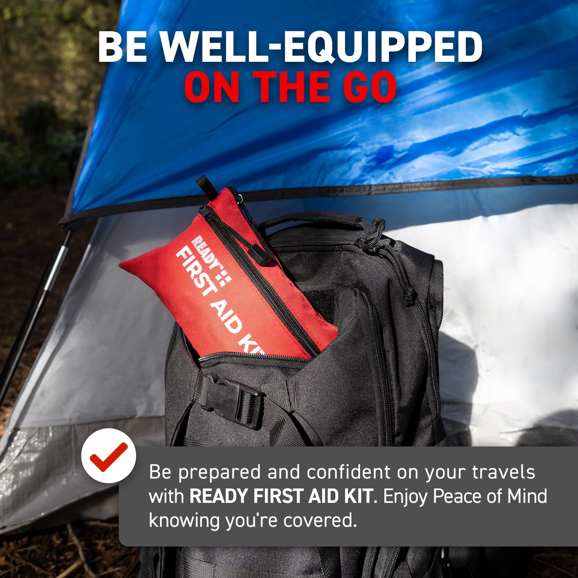 Ready First Aid 107 Piece First Aid Kit - Camping, First Aid Kit, Camping Essentials, Hiking, Home Essentials, Car Emergency Kit, Hiking Gear, First Aid Kit Travel, Car Essentials, Survival Stuff