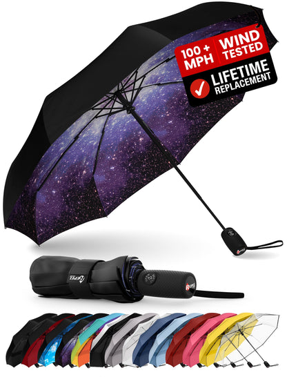 Repel Windproof Travel Umbrella - Compact & Withstands Winds up to 100MPH, Strongest Premium Auto Folding Umbrella for Rain and Sun - Durable, Light & Portable for Women & Men, Fits Backpack & Cars
