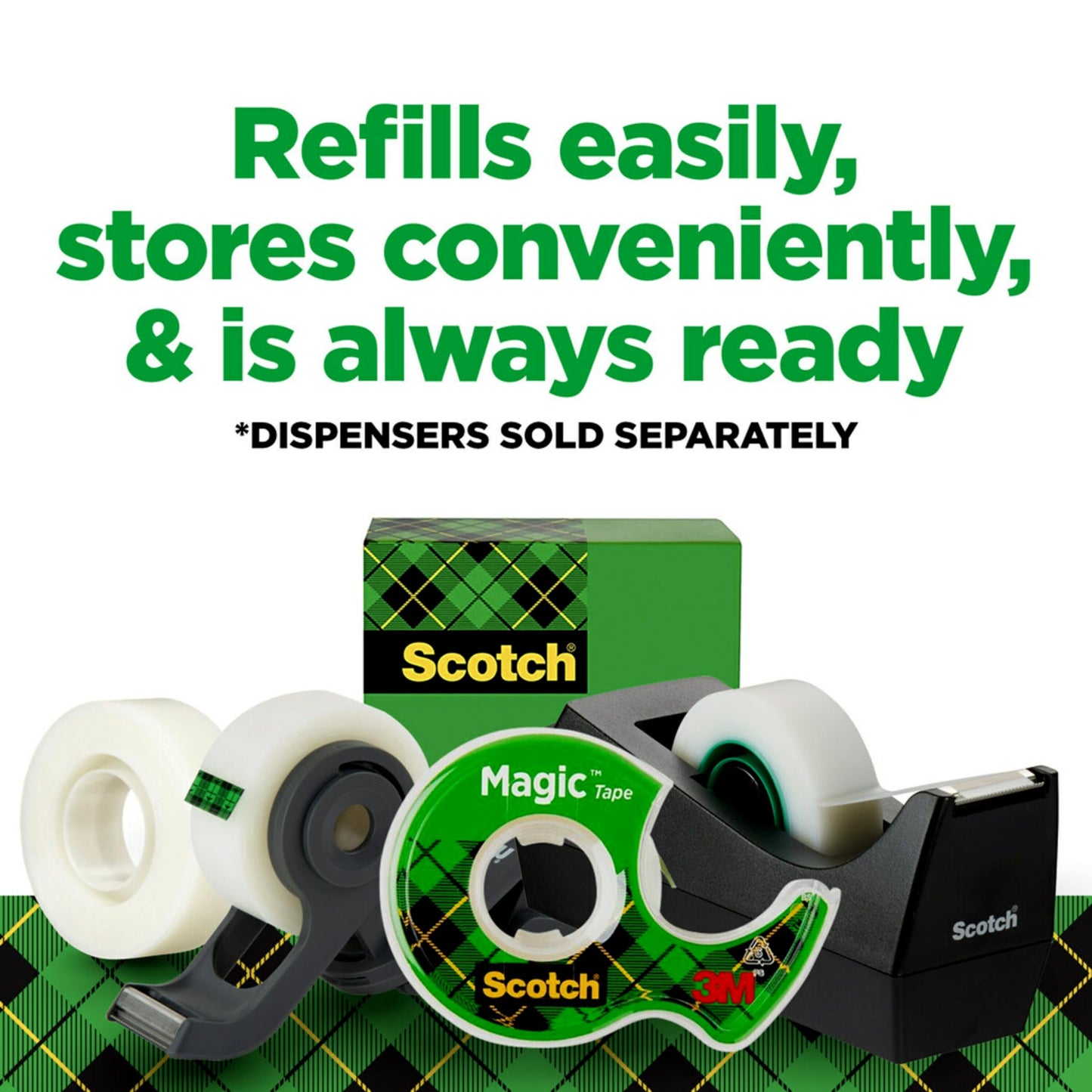 Scotch Magic Tape, 3 Dispensered Rolls, Numerous Applications, Invisible, Clear Tape Engineered for Repairing, 19mm Wide x 40m, 3 Rolls with Dispensers