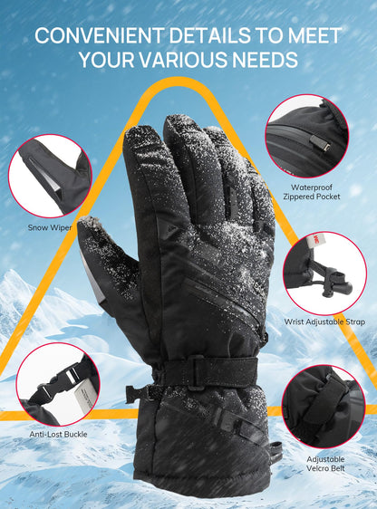 TRENDOUX Winter Gloves Men Women Cold Weather Ski Thermal Mens Gloves Man with Thermohandz Warming Hot Lining Grip Silicone for Motorcycle Adult Skiing Driving Biking Riding Skating - Black L 🍁 All In One Marketplace Canada