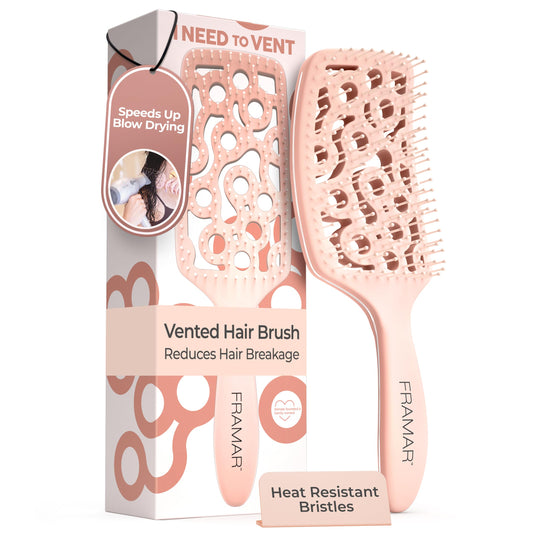 FRAMAR Professional Wet Hair Brush - Vented Hair Brush For Women, Curved Hair Detangler, Brosse a Cheveux, Curly Hair Brush Hair Dryer, Detangling Hair Brush (Champagne)