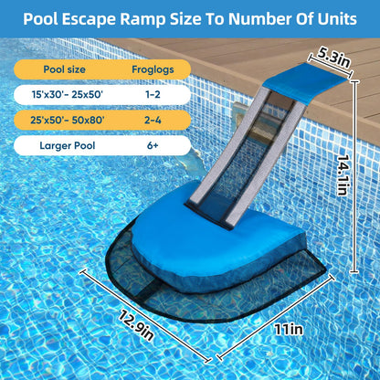 2Pcs Pro Animal Frog Wildlife Saving Saver Escape Ramp Bridge for Swimming Pool Floating Small Animal Critter Ducks Escape Ramp Frog Pads for Pool Log Device Reduces Maintenance Accessories (Blue, L) - Available at All In One Marketplace Canada