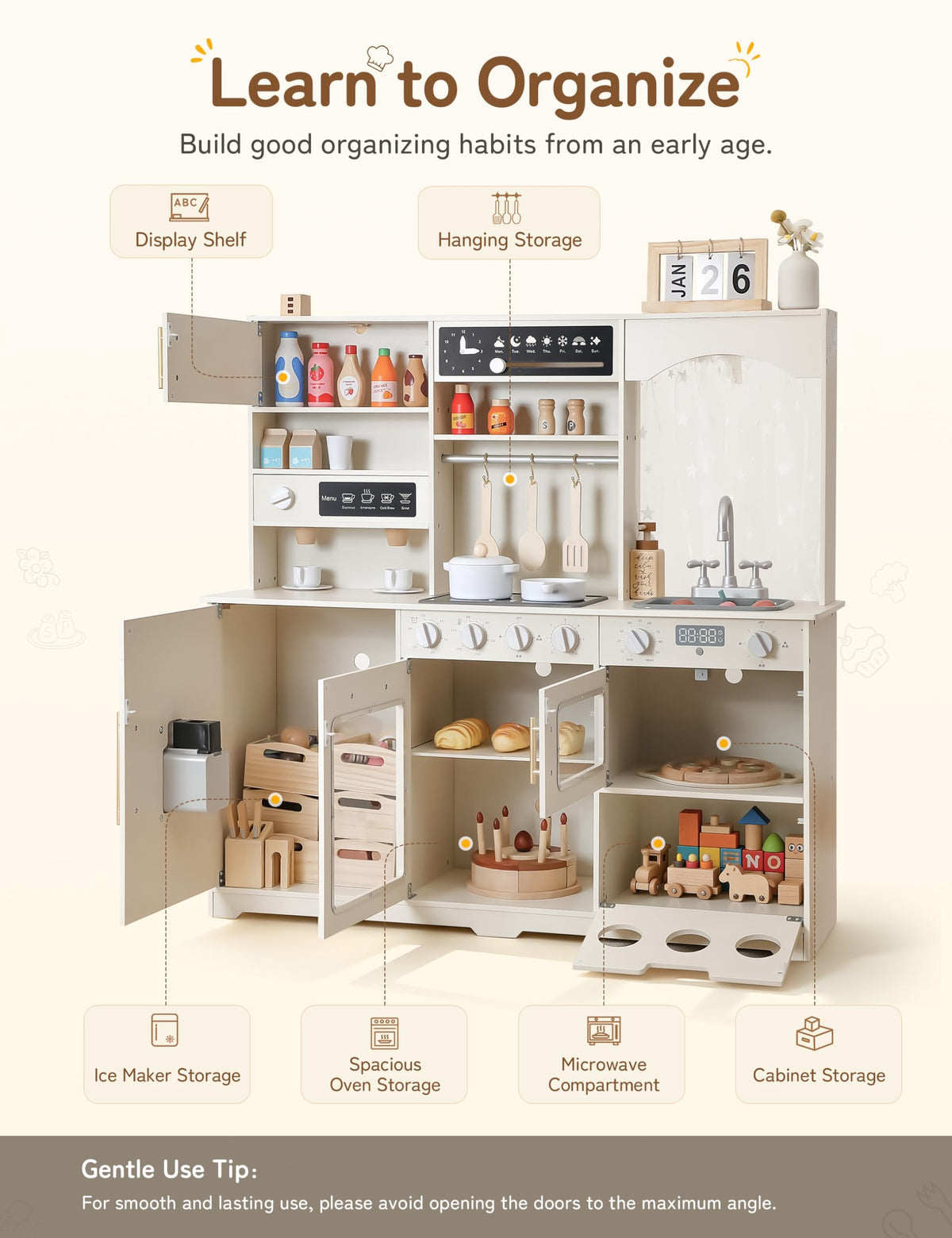 besrey Wooden Play Kitchen Set for Kids with Real Lights and Sounds 🍁 All In One Marketplace Canada