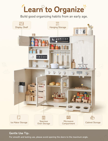 besrey Wooden Play Kitchen Set for Kids with Real Lights and Sounds 🍁 All In One Marketplace Canada
