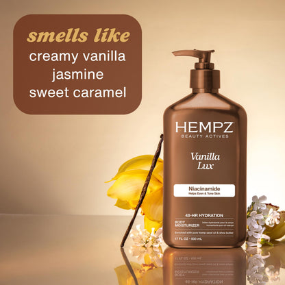 Hempz Vanilla Lux Herbal Body Moisturizer 17 oz. NEW LOOK - Available at All In One Marketplace Canada