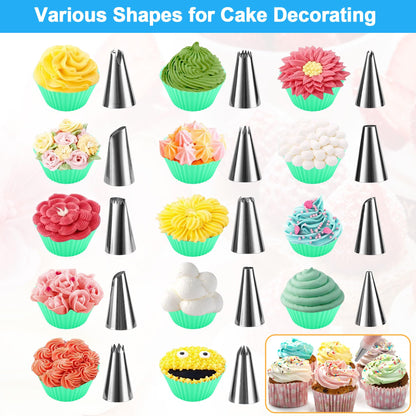 firstake Piping Bags and Tips Set - 100pcs 12 Inch Icing Bags with 14 Tips - Available at All In One Marketplace Canada