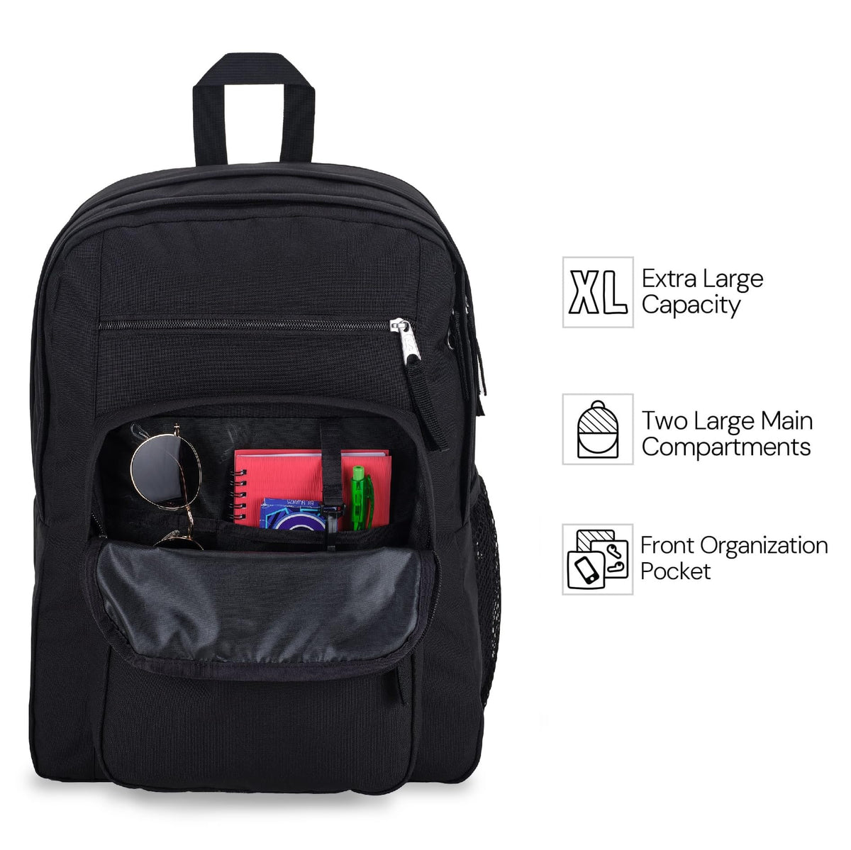 JanSport Laptop Backpack - Computer Bag with 2 Compartments, Ergonomic Shoulder Straps, 38.1 cm Laptop Sleeve, Haul Handle - Black