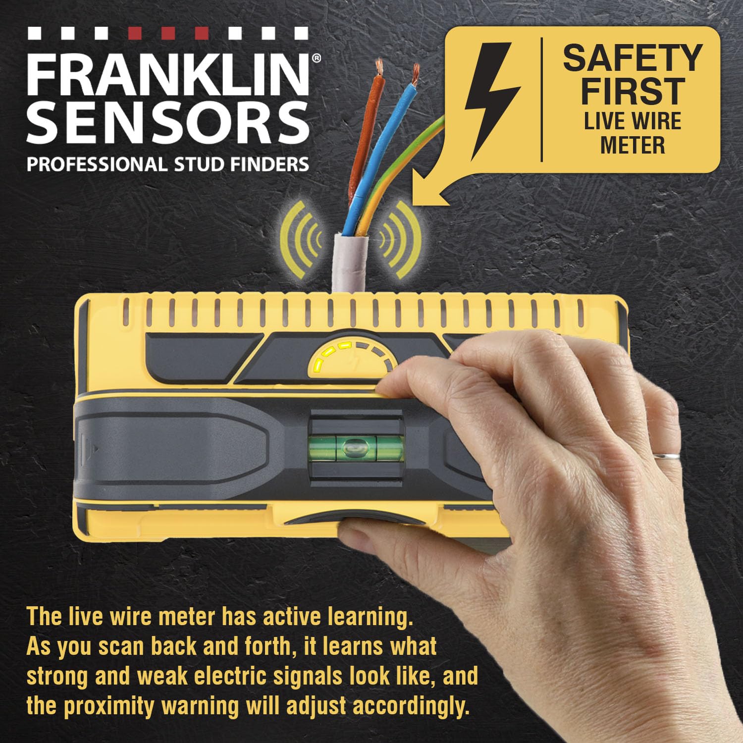Franklin Sensors ProSensor M210 Stud Finder with 13-Sensors, Wood & Metal Stud Detector/Wall Scanner, Live Wire Detection - Available at All In One Marketplace Canada