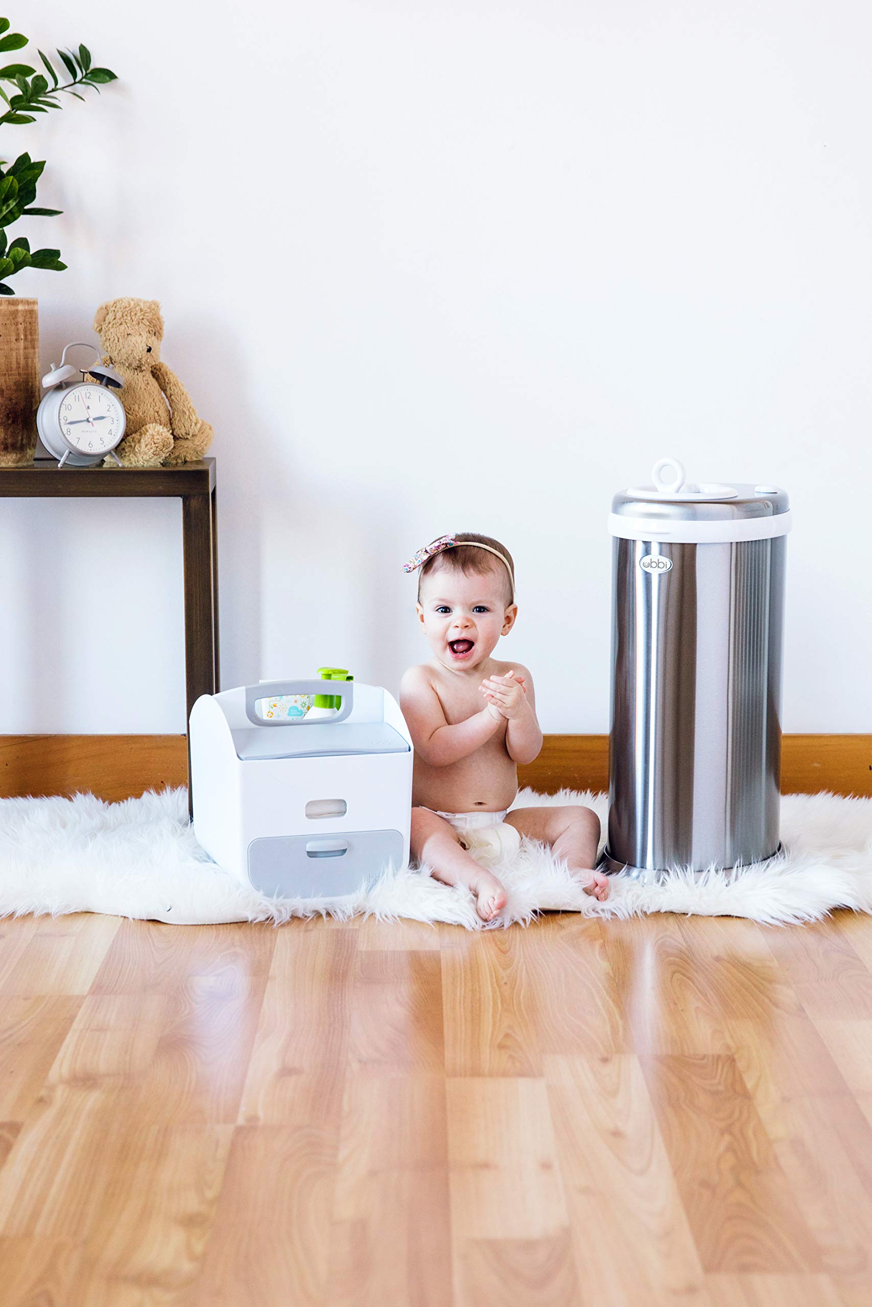 Ubbi Limited Edition, Money Saving, No Special Bag Required, Steel Odor Locking Diaper Pail, Chrome, 3.18 ounces Ubbi