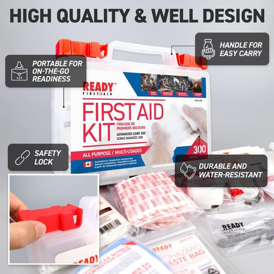 Ready First-Aid 300 Piece First-aid Kit - First Aid Kit for Car, Trousse De Premiers Soins, Home, Camping Essentials, Travel - Available at All In One Marketplace Canada