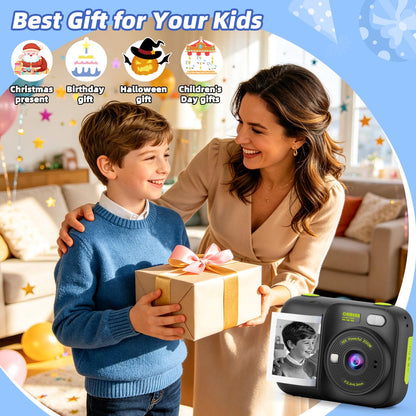 Kids Instant Print Camera with 5 Rolls Print Paper, 1080P HD Camera, Rechargeable Portable Toddler Selfie Camera, Christmas Birthday Gifts Toys for Boys Girls Age 3-12 🍁 All In One Marketplace Canada