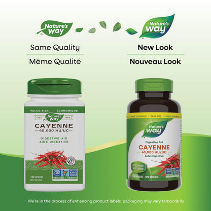 Nature’s Way Cayenne 40,000 HU – Herbal Digestion & Peripheral Circulation Supplement – Cayenne Pepper Capsules – Vegetarian, Non-GMO – 180 Capsules Nature's Way
