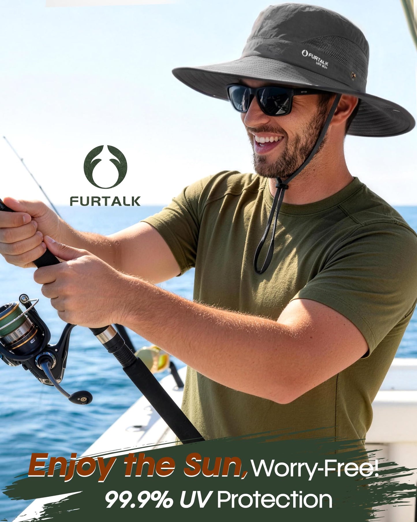 FURTALK Mens Bucket Sun Hat UPF 80+ Wide Brim Hiking Fishing Beach Outdoor Hats Dark Grey - Available at All In One Marketplace Canada