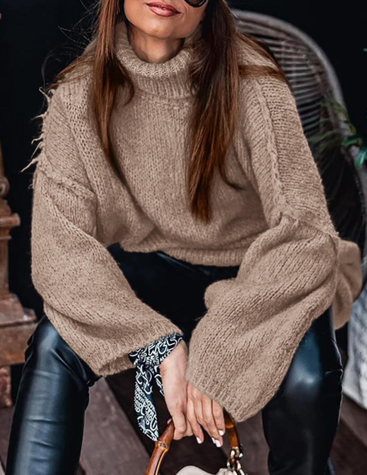 PRETTYGARDEN Womens Turtleneck Long Sleeve Oversized Sweaters Khaki 🍁 All In One Marketplace Canada