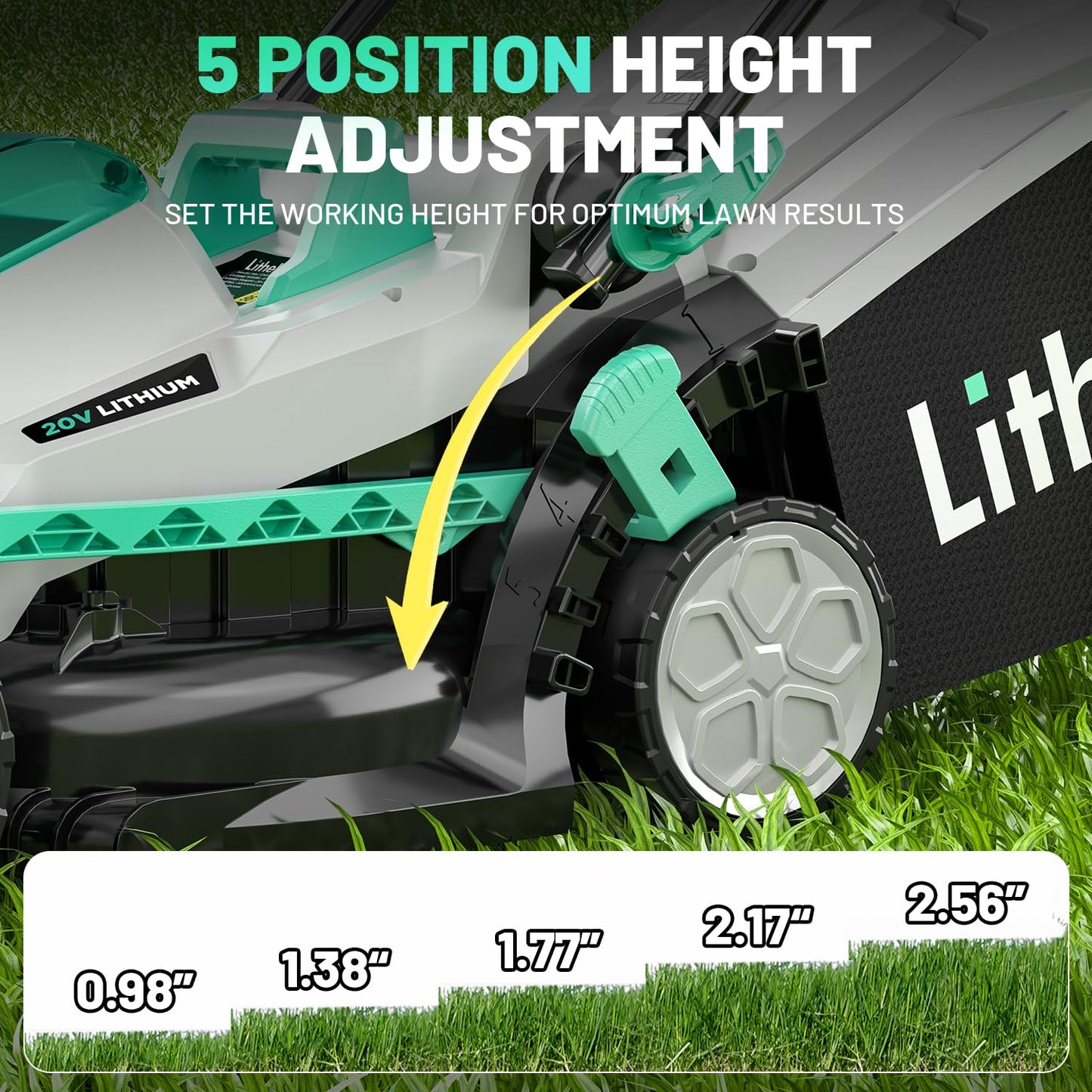 Litheli Cordless Lawn Mower 13 Inch, 5 Heights, 20V Battery Lawnmower for Garden, Yard and Farm, with Brushless Motor, 4.0Ah Battery & Charger Included 🍁 All In One Marketplace Canada