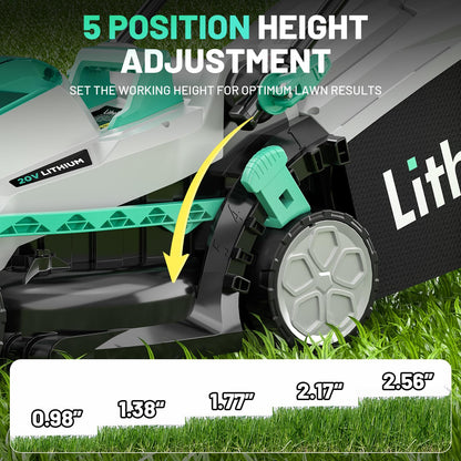 Litheli Cordless Lawn Mower 13 Inch, 5 Heights, 20V Battery Lawnmower for Garden, Yard and Farm, with Brushless Motor, 4.0Ah Battery & Charger Included 🍁 All In One Marketplace Canada