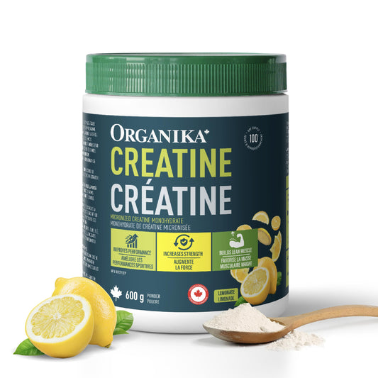 Organika Canadian-Made Creatine Powder- Lemonade- Pure Micronized Creatine Monohydrate - Helps Build Lean Muscle, Increase Strength, and Improved Recovery and Performance for Men and Women - 600g 🍁 All In One Marketplace Canada