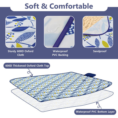 Habaylin Picnic Blanket Large, 79"X79" Waterproof Extra Large Beach Blanket, Foldable Picnic Blanket for Hiking, Party, Camping on Grass Sandproof Handy Picnic Mat - Available at All In One Marketplace Canada