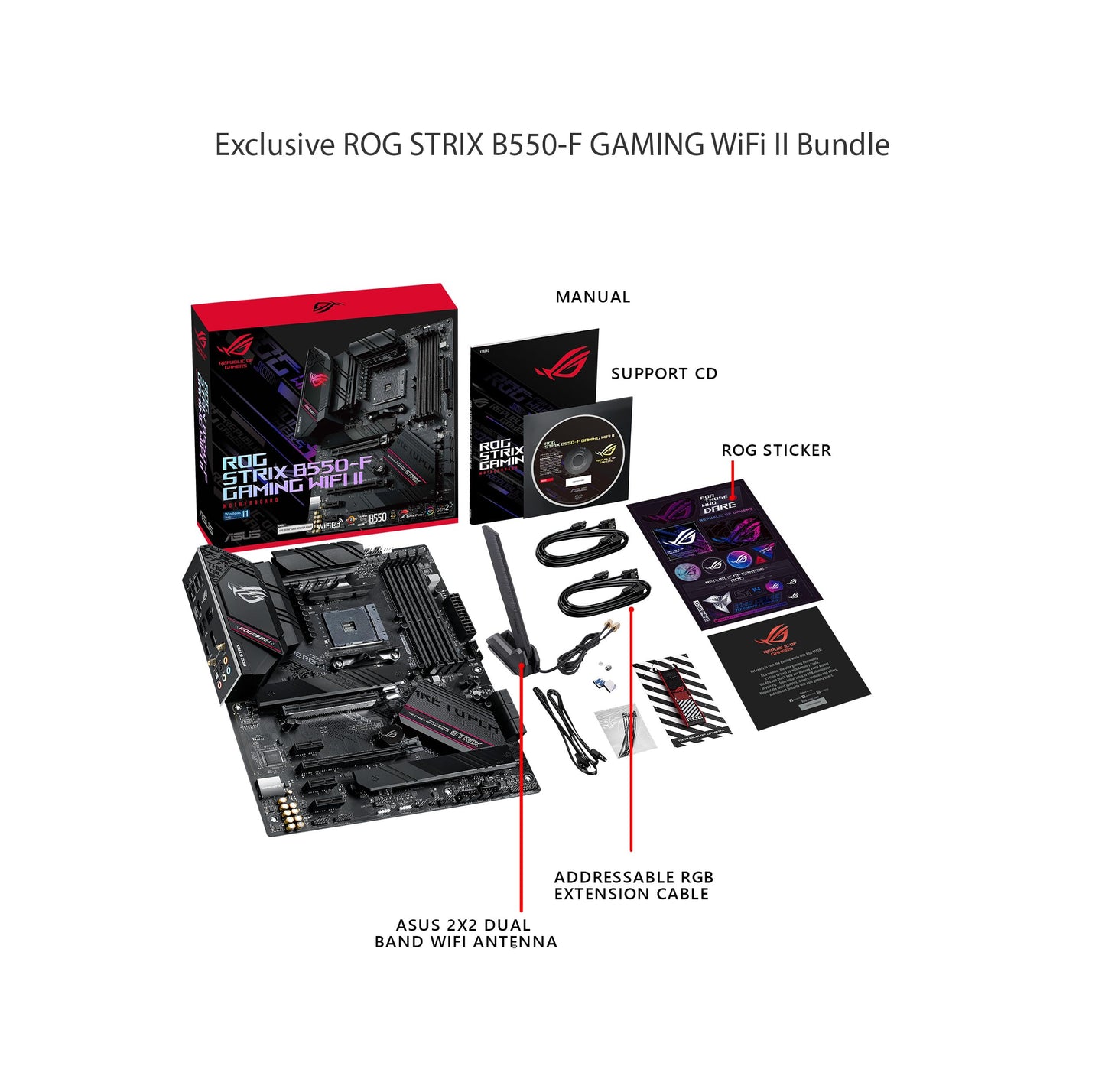 Asus ROG Strix B550-F Gaming WiFi II AMD AM4 (3rd Gen Ryzen) ATX Motherboard (PCIe 4.0,WiFi 6E, 2.5Gb LAN, BIOS Flashback, HDMI 2.1, Addressable Gen 2 RGB Header and Aura Sync) Asus